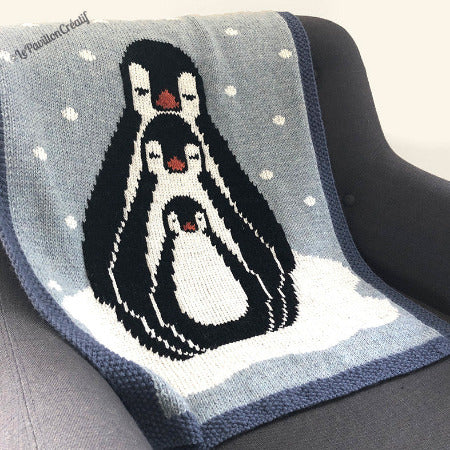 Patron Couverture pour bébé Famille pingouins