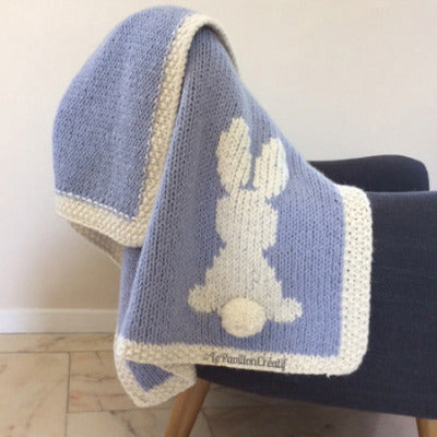 Patron couverture bébé Lapin et pompon