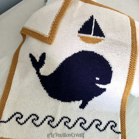 Patron Couverture bébé baleine et bateau