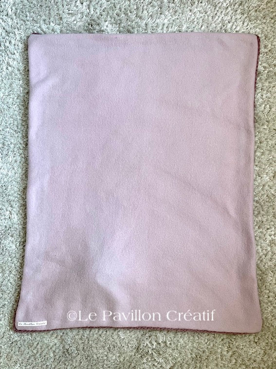 Couverture bébé en laine Lapin rose et pompon