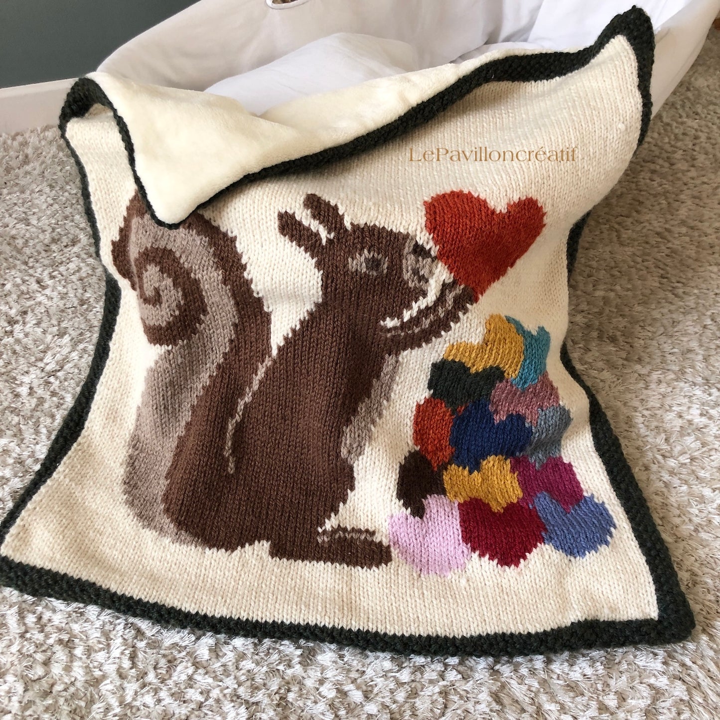 Squirrel and heart Blanket