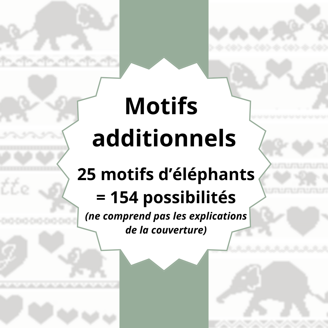 25 motifs additionnels pour la couverture éléphants