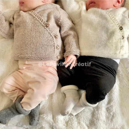 Gilet cache coeur brassière layette vêtement bébé naissance tricot noeud  cordon liberty 0-3 mois